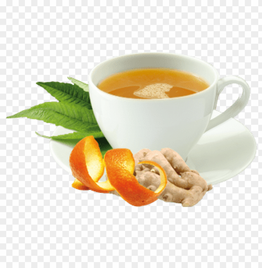 herbal tea, ginger root, orange peel, fresh leaves, citrus flavors, natural ingredients, soothing drink