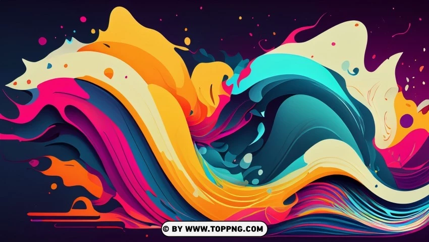 Technicolor Wavefronts Abstract Visual Composition PNG Transparent Background