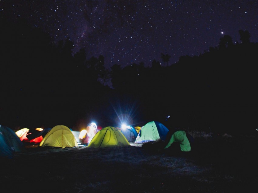 tent, camping, starry sky, tents, night