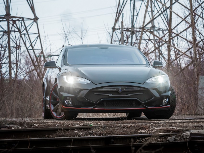 Tesla Model S Tesla Headlights Front View Background