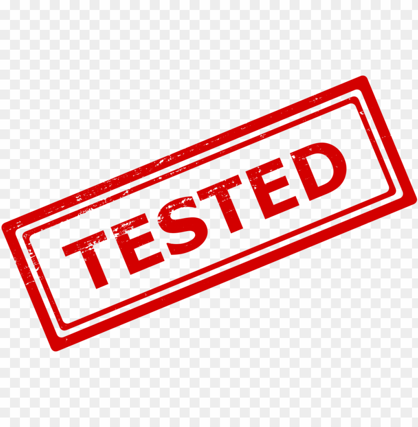 Red tested stamp graphic on a transparent background PNG