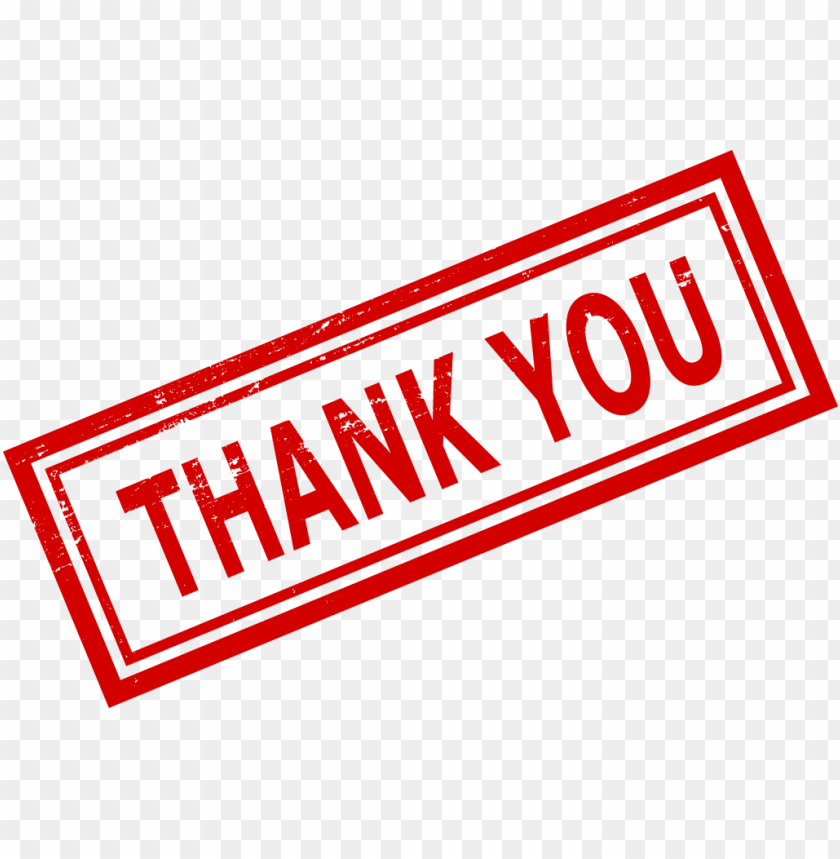 Red thank you stamp graphic on a transparent background PNG