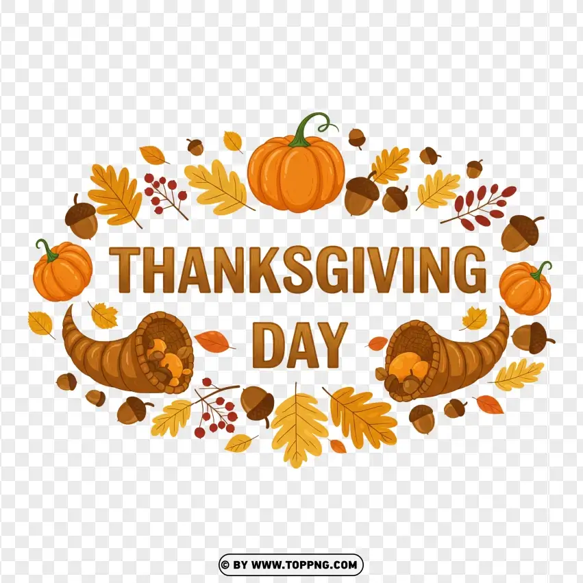 Thanksgiving Day With Pumpkin Fall Leaves And Rustic Vibes PNG Transparent Background