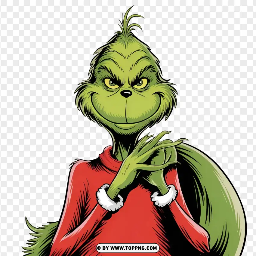 Grinch In Red Festive Outfit PNG Transparent Background