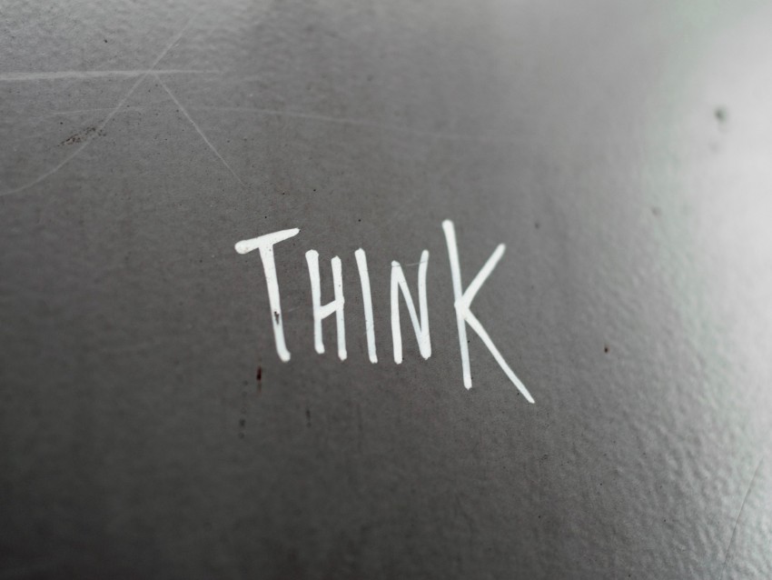 think, inscription, word, wall