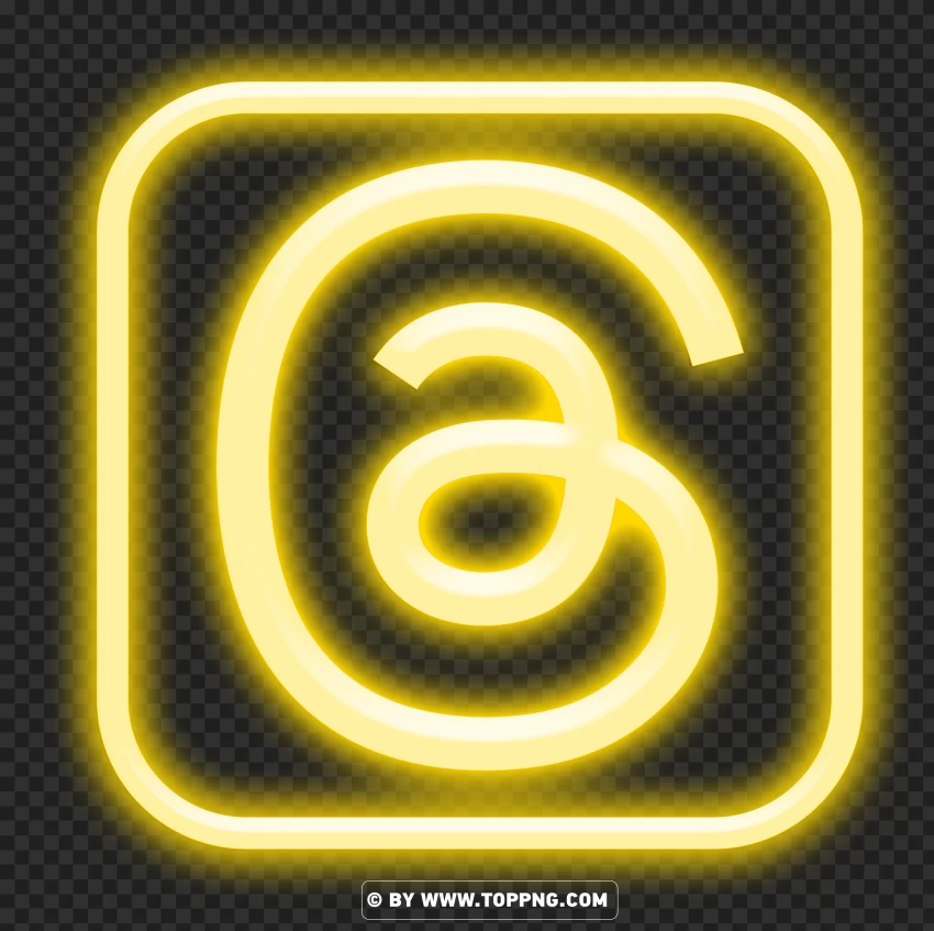 Threads App Icon In Neon Yellow Logo PNG Transparent Background