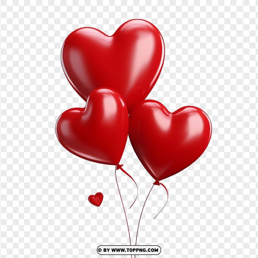 Three Heart Balloons Image PNG Transparent Background