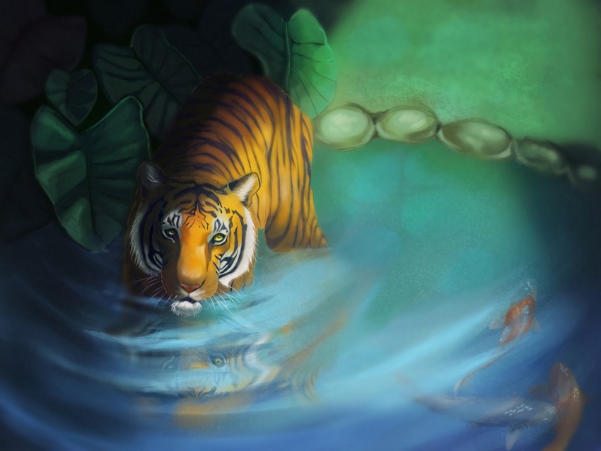 Tiger Lake Art Glance Predator Background