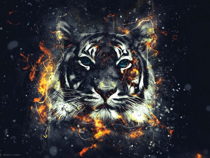 Tiger Sparks Art Flash Background