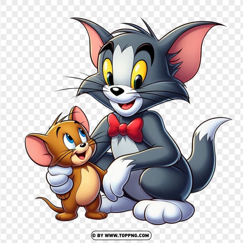 Tom And Jerry Hugging And Smiling PNG Transparent Background