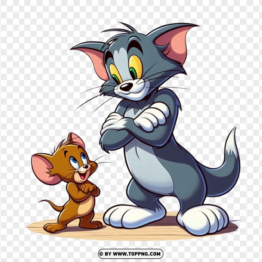 Tom And Jerry In A Playful Stance PNG Transparent Background