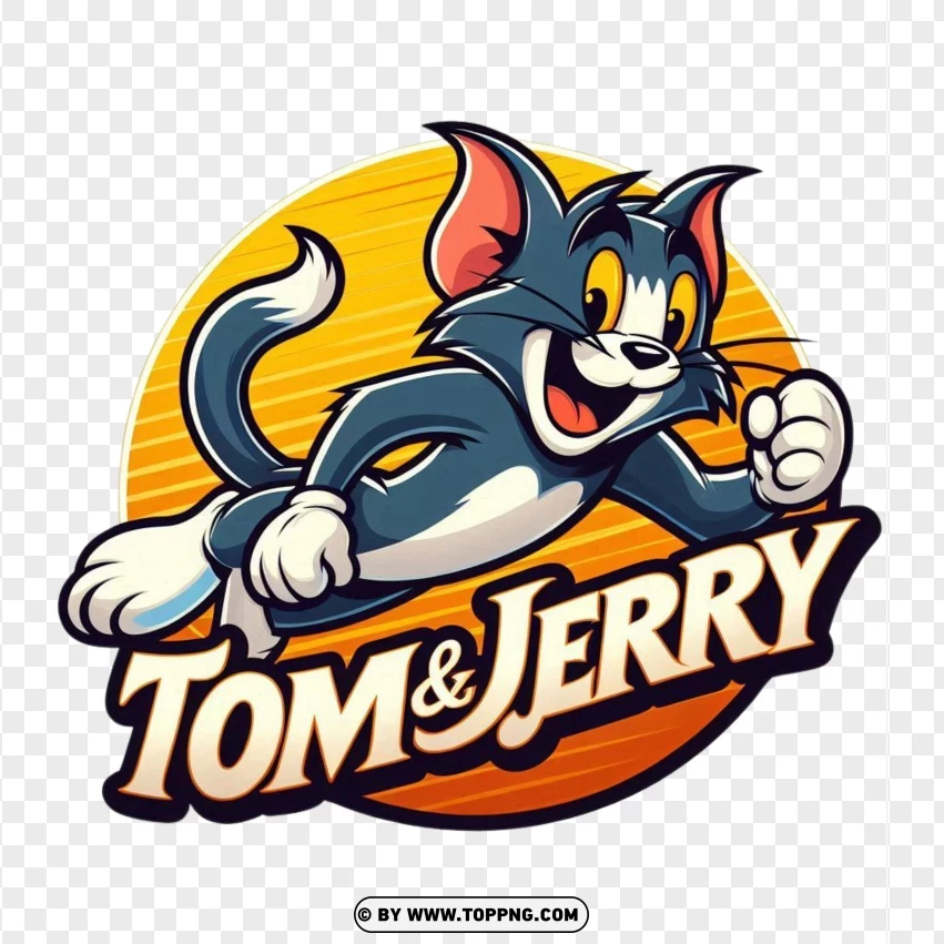 Tom And Jerry Logo With Dynamic Pose PNG Transparent Background