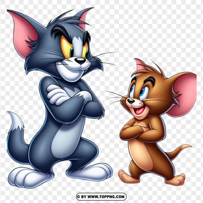 Tom And Jerry With Arms Crossed PNG Transparent Background