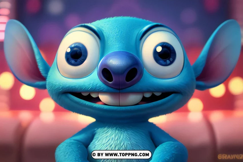 Tongue Wagging Stitch Hd Wallpaper Playful Blue Cartoon PNG Transparent Background