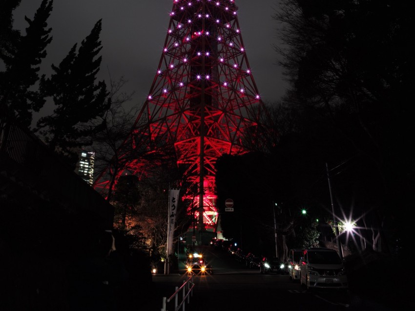 Tower Backlight Night City Tokyo Japan Light Background