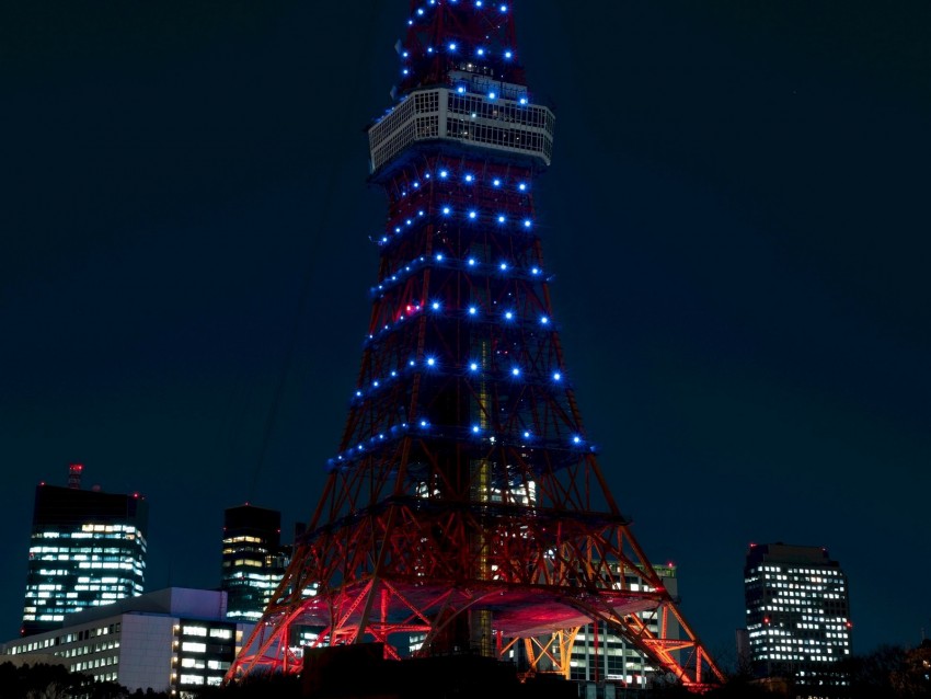 tower, night city, city lights, tokyo, japan, architecture