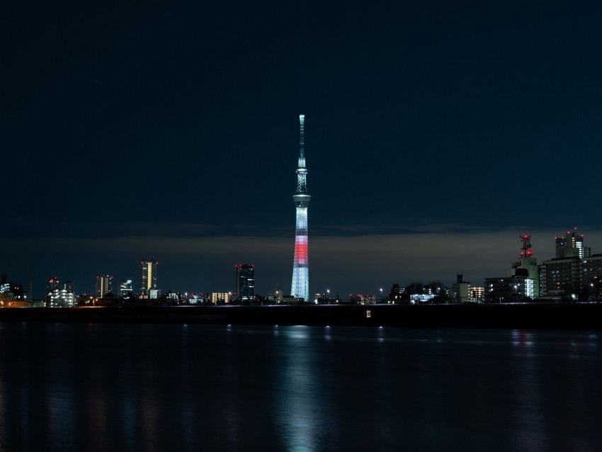 Tower Night City Panorama City Lights Tokyo Japan Background