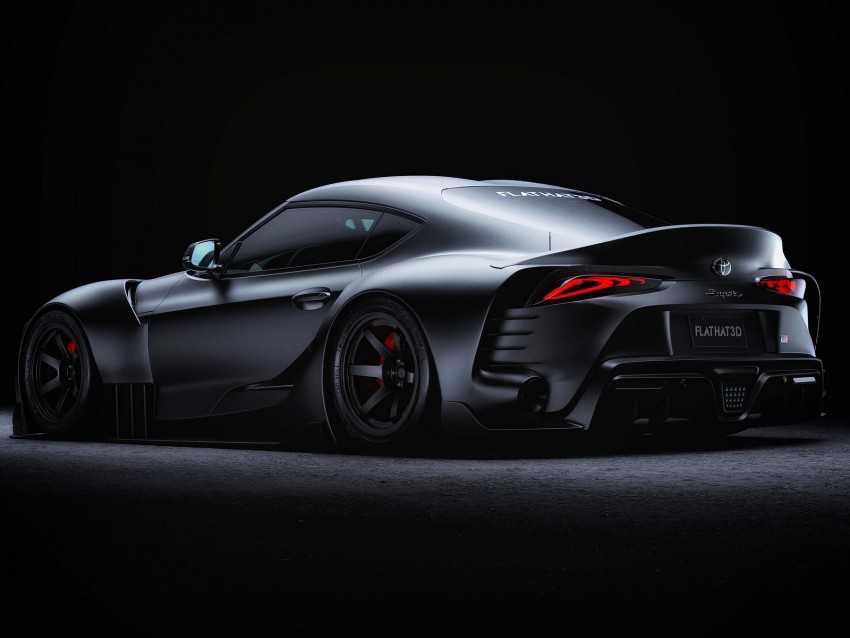 toyota supra, toyota, sportscar, gray, side view, night, dark