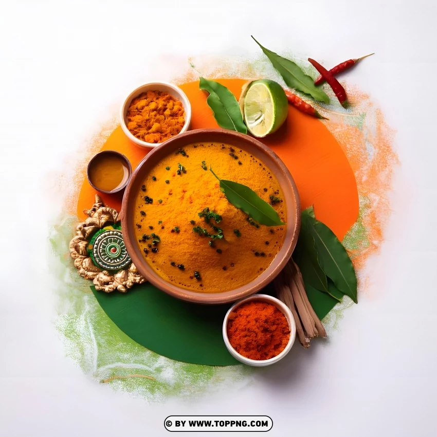 Traditional Indian Dish With Flag Colors PNG Transparent Background