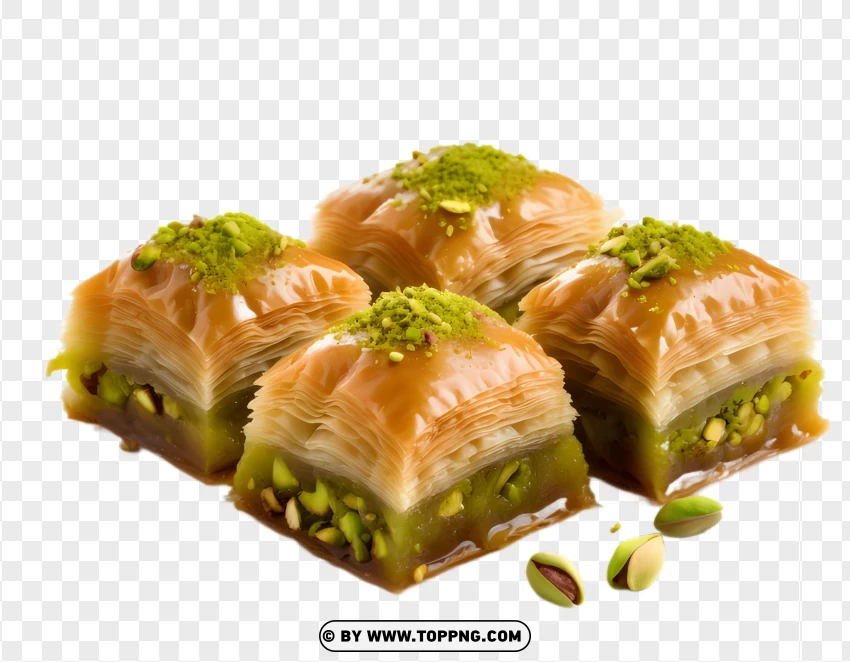 Traditional Pistachio Baklava With Syrup And Pistachio Filling Hd Image Free PNG Transparent Background