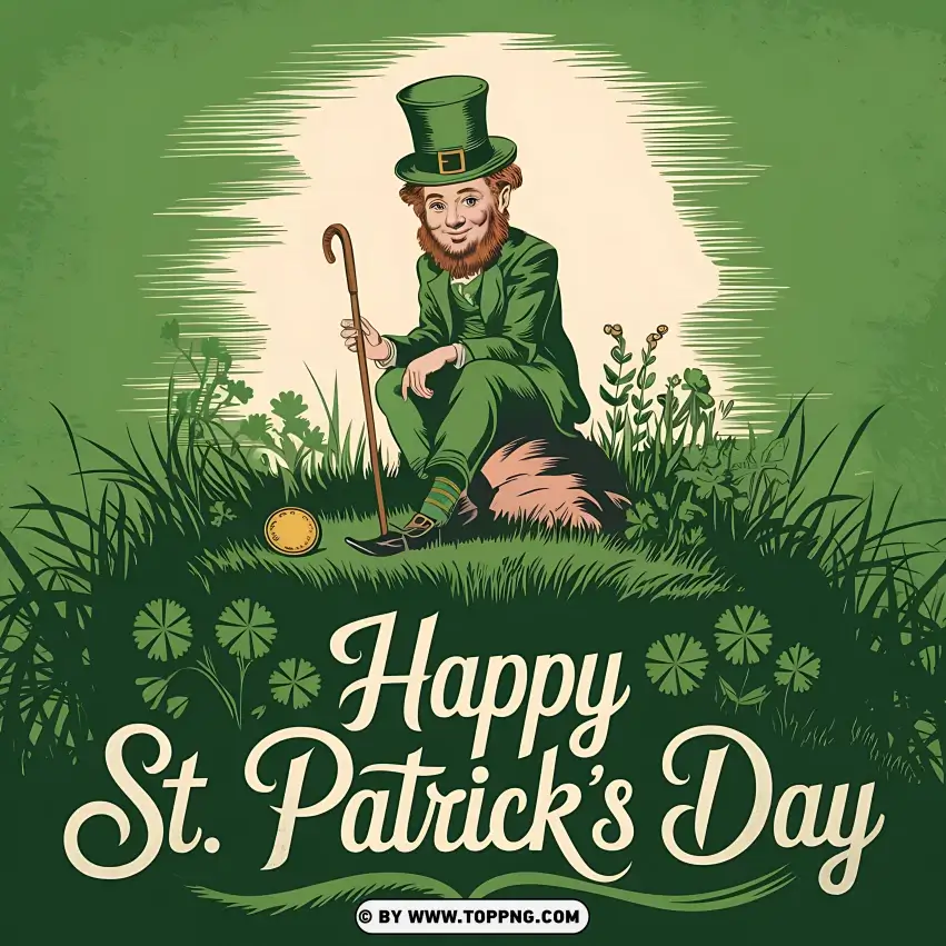 Vintage St. Patricks Day Illustration PNG Transparent Background