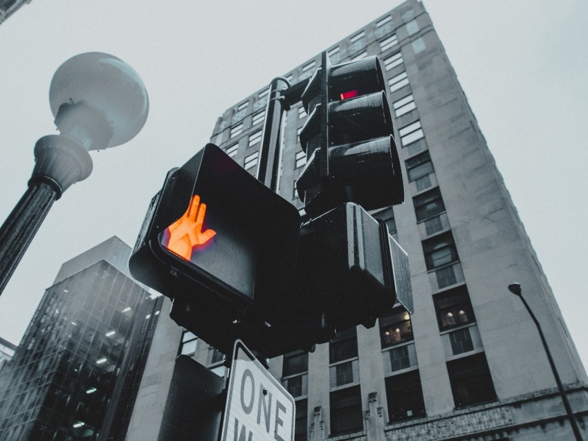 traffic light, sign, direction, city, buildings