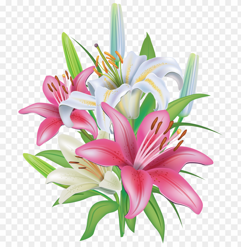 lilies, flowers, floral arrangement, pink lilies, white lilies, nature decor, plant life