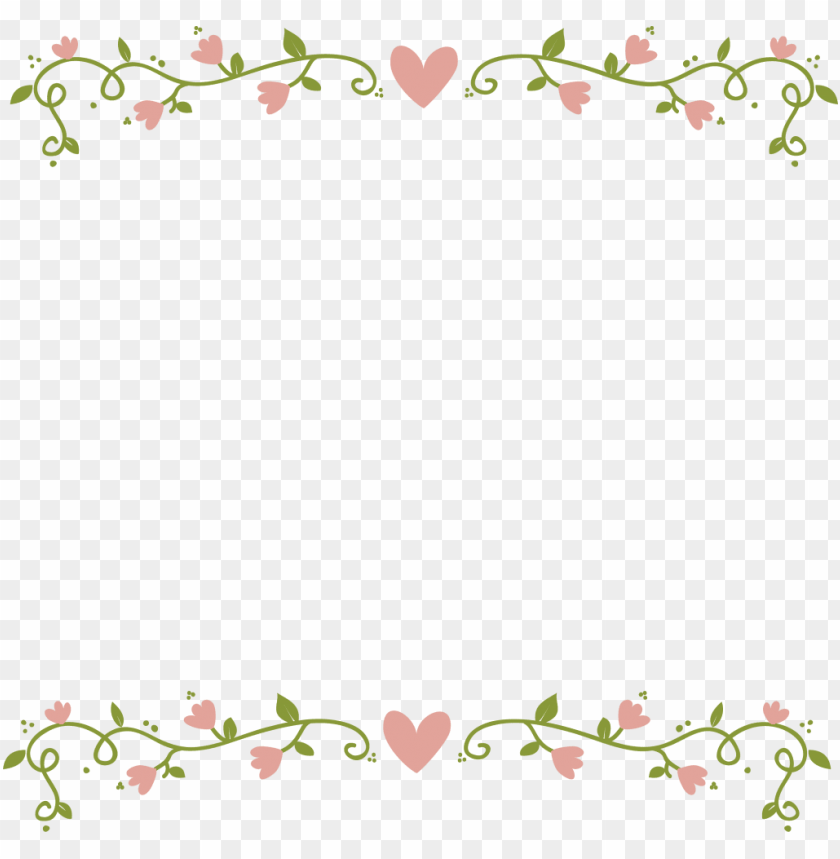 nature, floral design, pink flowers, heart shapes, green leaves, decorative border, botanical illustration