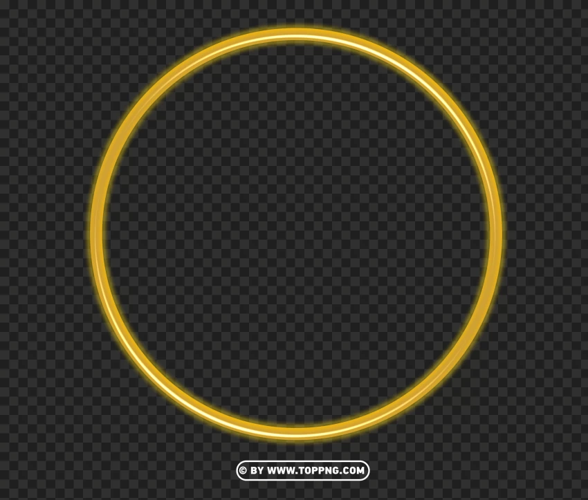 Glowing Light Neon Gold Lines Circle PNG Transparent Background