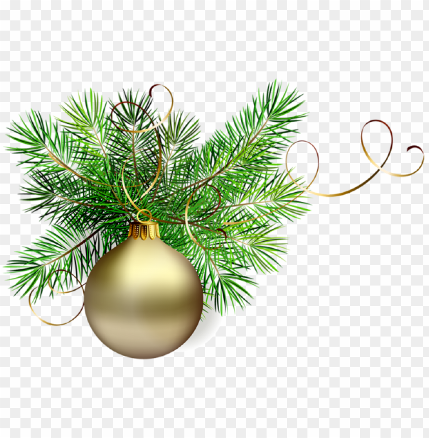 Christmas ornament, pine branches, holiday decor, golden bauble, festive greenery, seasonal decoration, pine needles