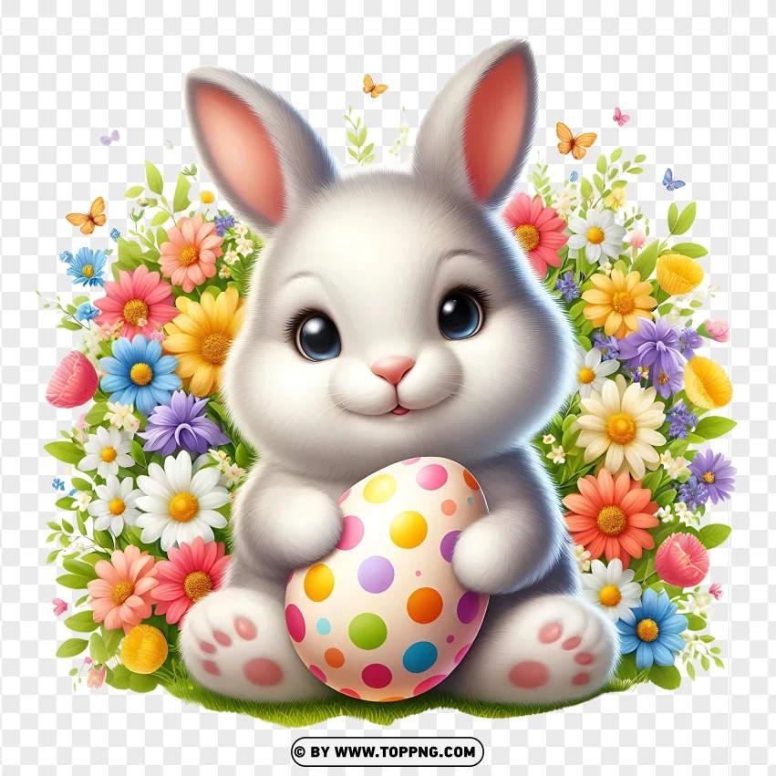 Hd Lovely Rabbit With Colorful Easter Eggs PNG Transparent Background