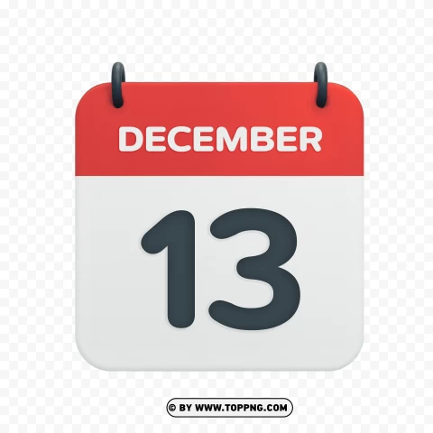 Hd December 13th Calendar Date Icon In Vector PNG Transparent Background