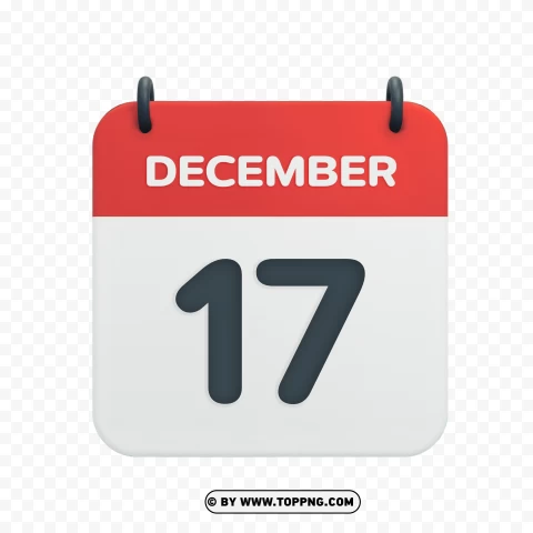 Hd December 17th Calendar Date Icon In Vector PNG Transparent Background