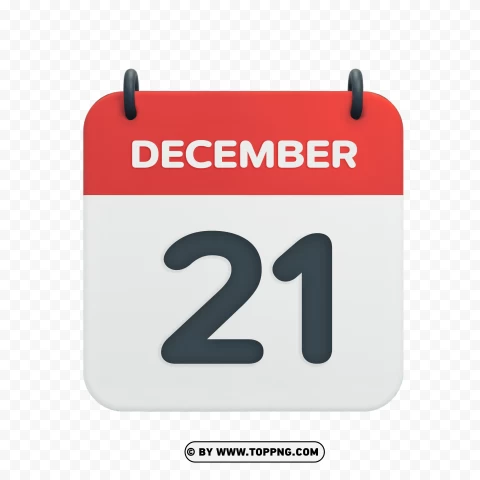 Hd December 21st Calendar Date Icon In Vector PNG Transparent Background