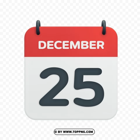 Hd December 25th Calendar Date Icon In Vector PNG Transparent Background