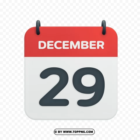 Hd December 29th Calendar Date Icon In Vector PNG Transparent Background