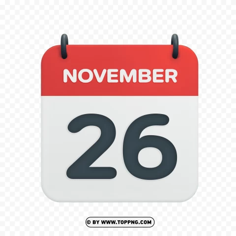 Hd Vector Icon November 26th Calendar Date PNG Transparent Background