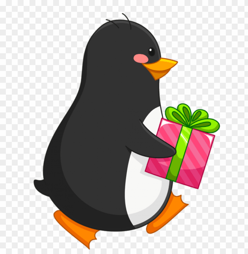 penguin, gift, cartoon animal, holiday decoration, winter theme, cute character, festive celebration