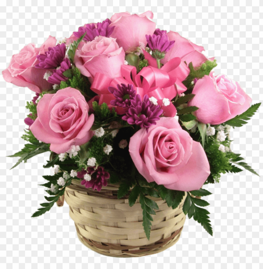 transparent pink roses basket