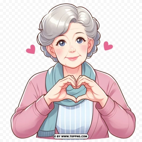 illustration character,  Old Woman, love,character,   cartoon,   senior,   elderly