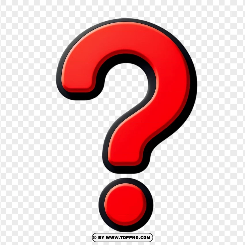 Red Question Mark With Distinct Black Outline PNG Transparent Background