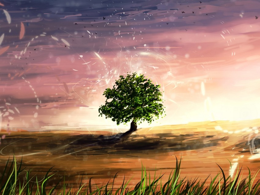 Tree Shine Sparks Art Landscape Glade Background