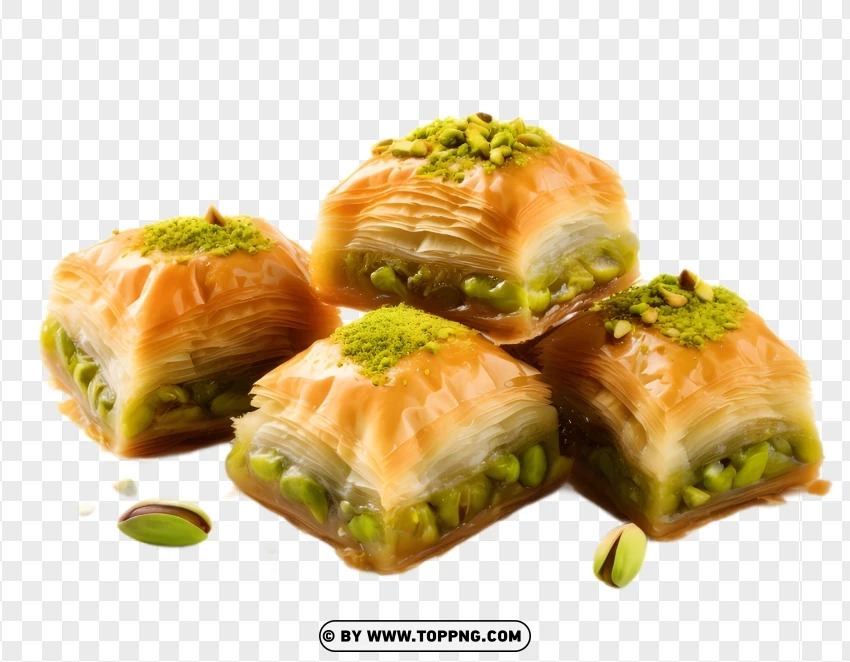 Triangle Baklava Filled With Pistachios And Topped With Syrup Hd Cutout PNG Transparent Background