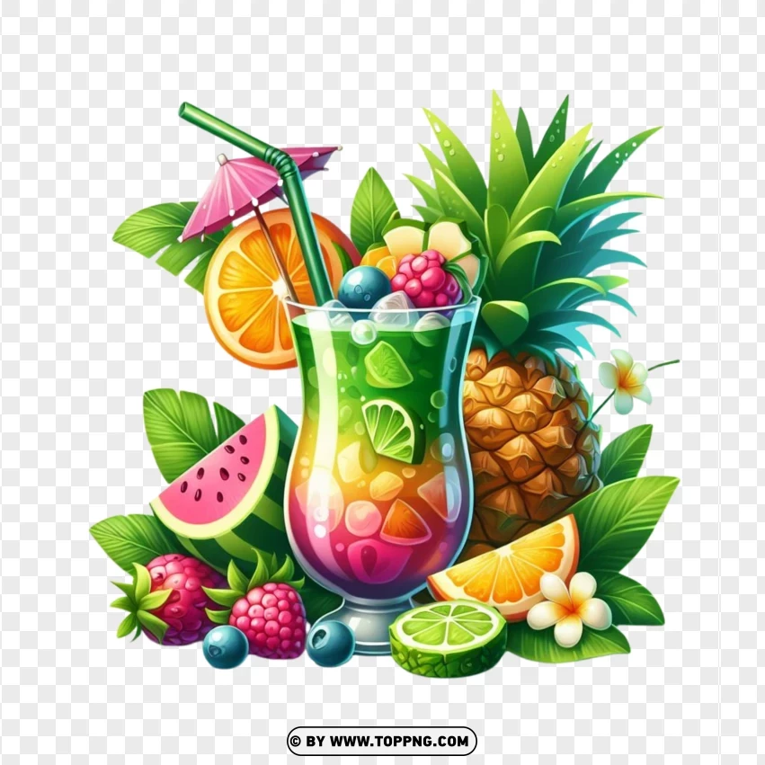 Tropical Summer Drink PNG Transparent Background