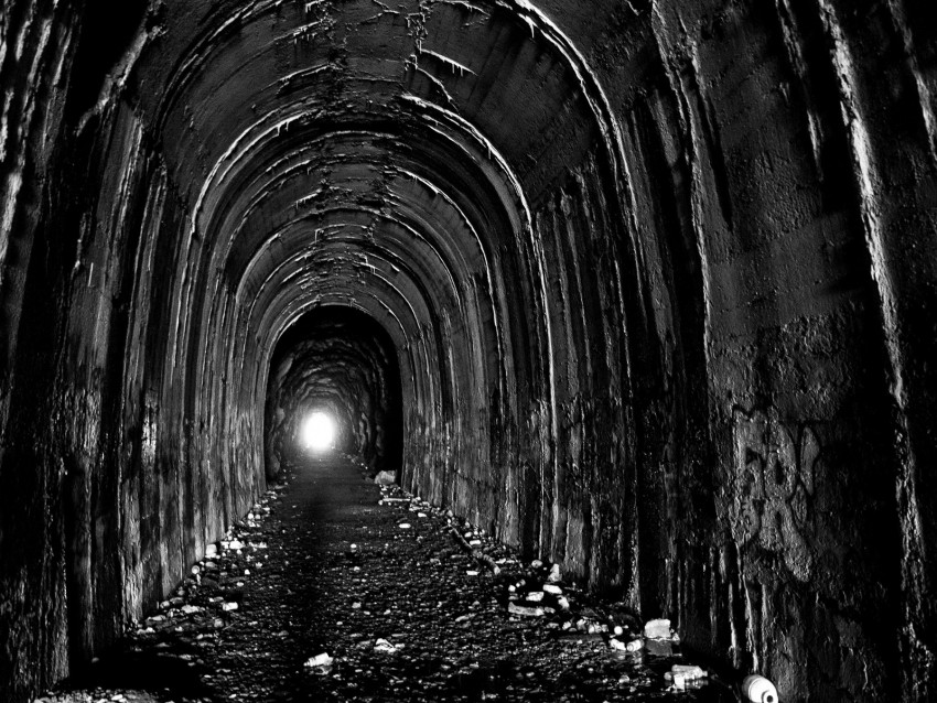 Tunnel Arch Bw Light Exit Background