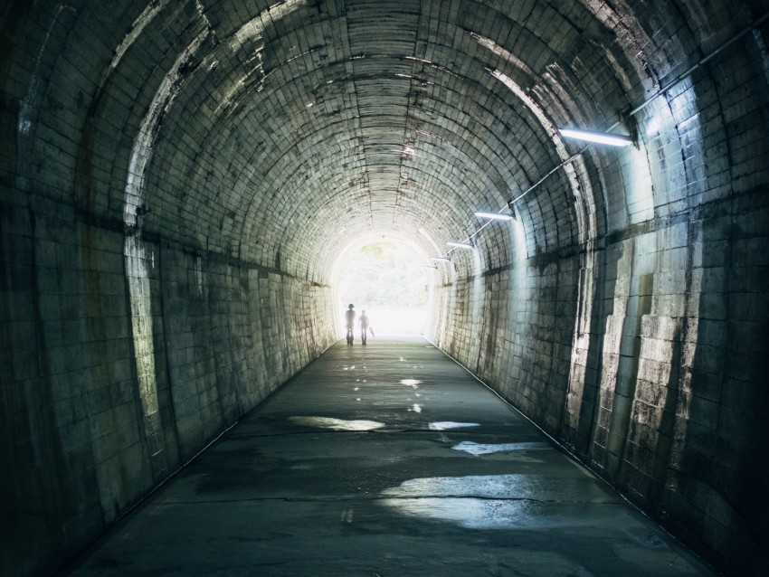 Tunnel Silhouettes Lights Underpass Cape Sata Kagoshima Japan Background