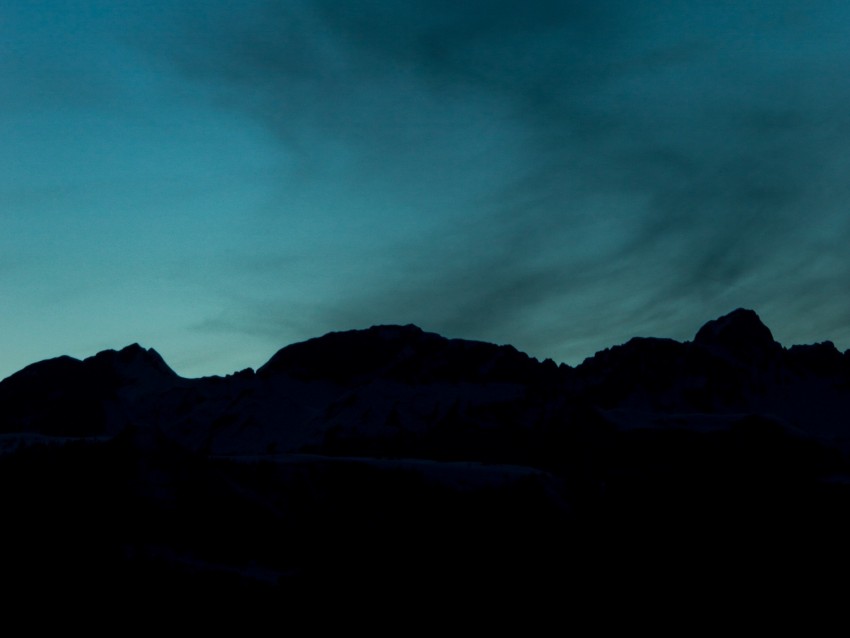 twilight, mountains, dark, outlines