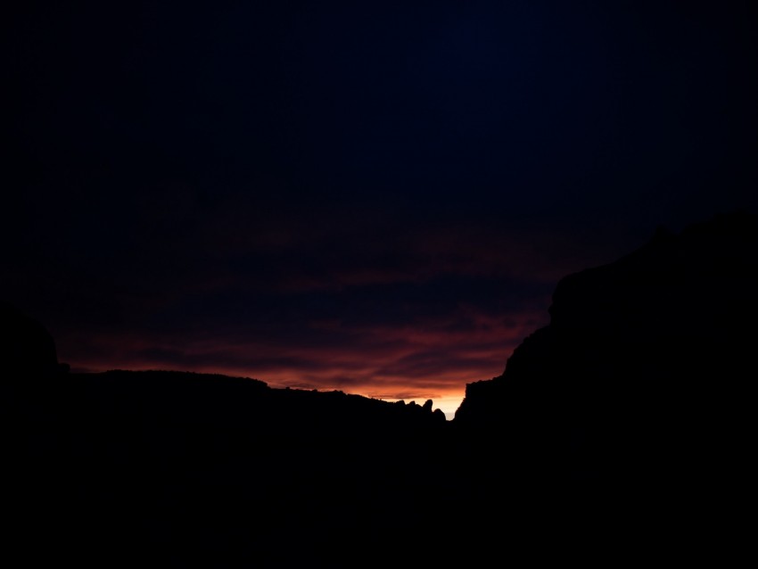 Twilight Mountains Outlines Evening Dark Background