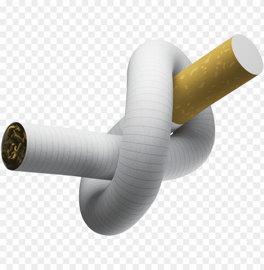 A twisted cigarette wrapped in white paper with a golden ti PNG