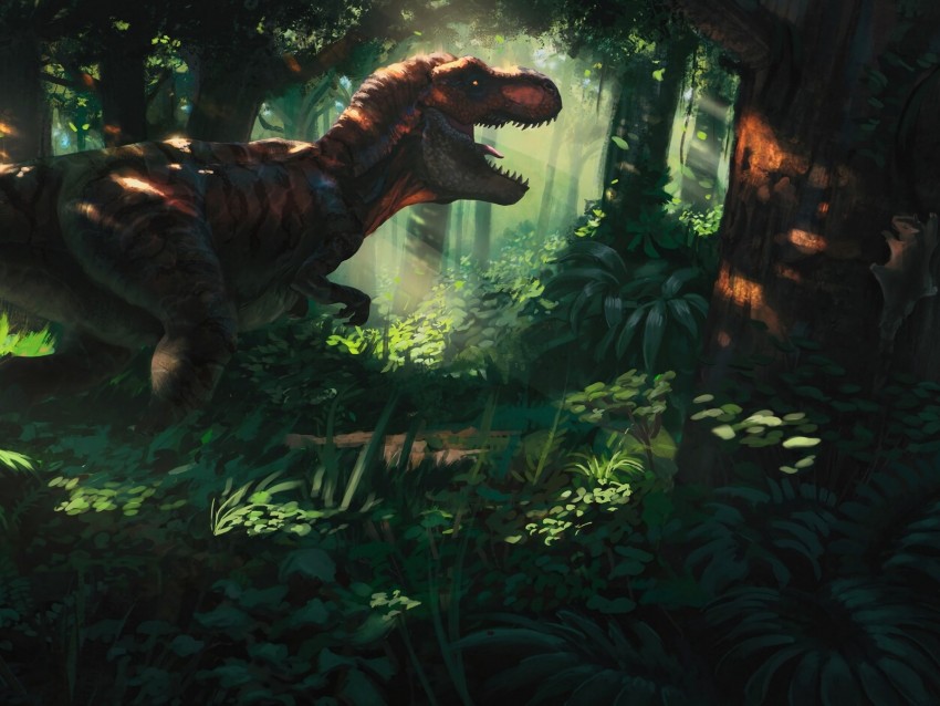 Tyrannosaurus Dinosaur Jungle Forest Art Background